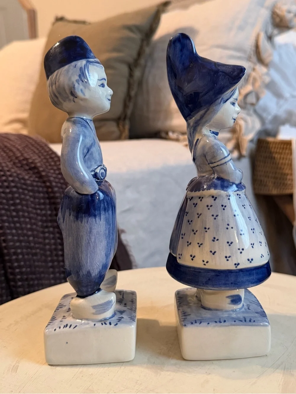 Rare VTG Deifts Delft Blue Dutch Boy & Girl Figurines Pair Hand Painted Holland